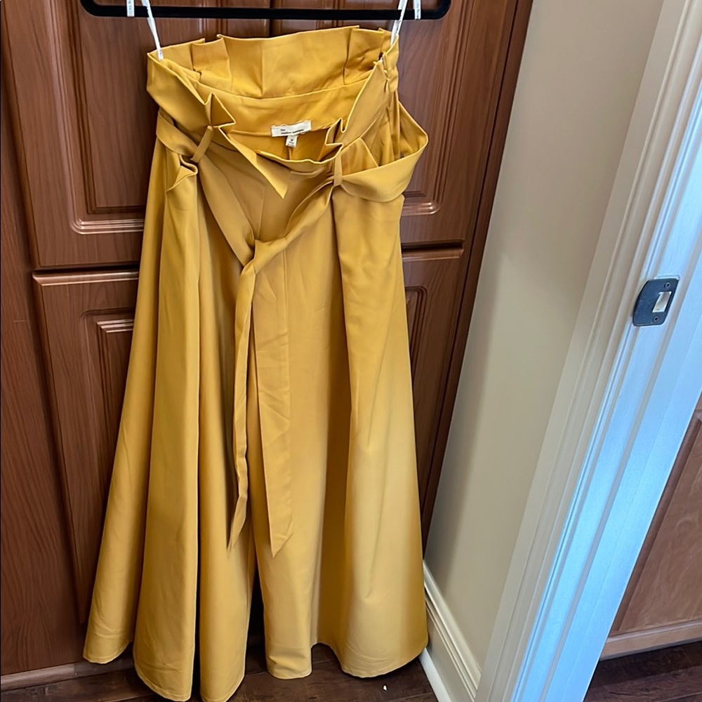Elegant Yellow Wide Leg Pant